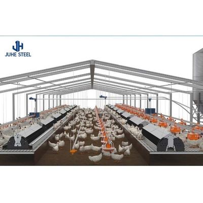 Długa struktura sieciowa, prefabrykowana, nowoczesna szopa szklarniowa do hodowli kurcząt brojlerów