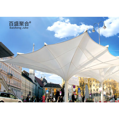 0.065mm Fabric Tent Shade Structure Sunshade PVDF PTFE Parking Tension Membrane Structure Wykorzystanie ścian